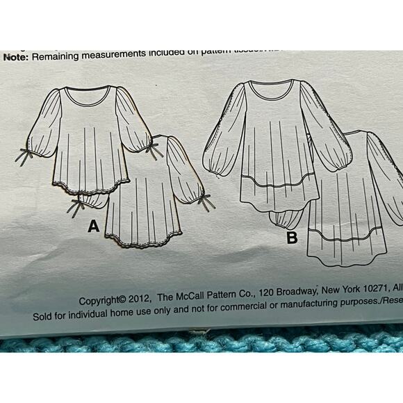 McCalls 6509 sewing pattern top tunic puff sleeve size L XL XXL - Picture 6 of 7